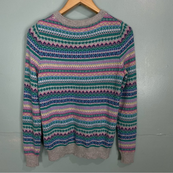 Boden K0289 Fair Aisle Sweater Crewneck Pullover Green Pink Nordic Sz M - Picture 6 of 8